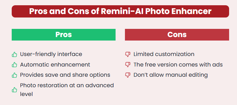 Pros and Cons of Remini-AI Photo Enhancer